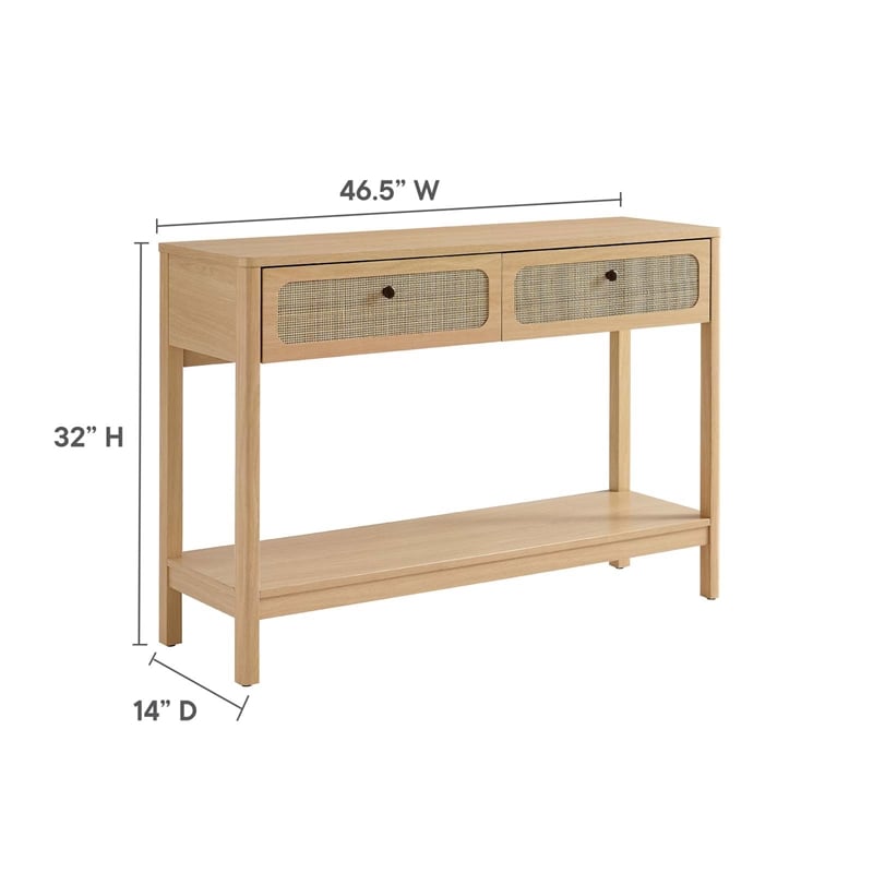 Pemberly Row Contemporary Wood Entryway Console Table in Oak