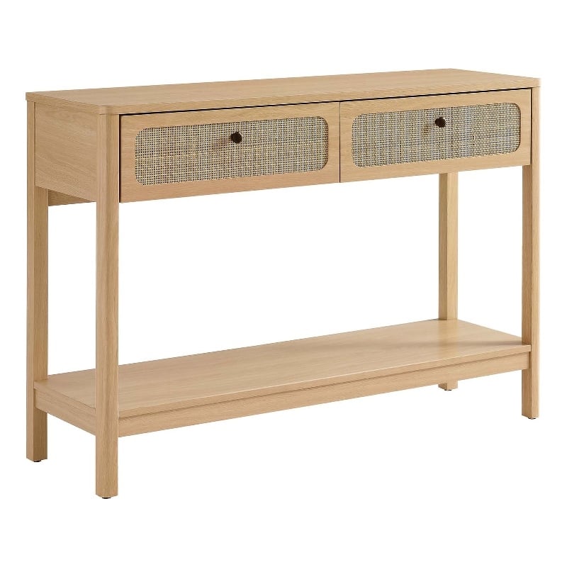 Pemberly Row Contemporary Wood Entryway Console Table in Oak