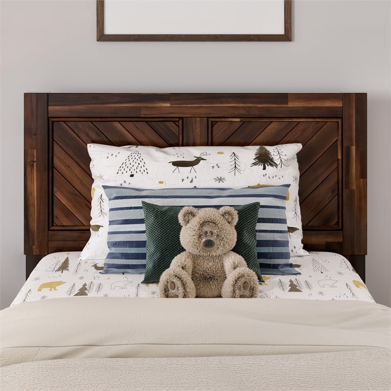 Pemberly Row Canyon Twin Wood Headboard in Barnwood