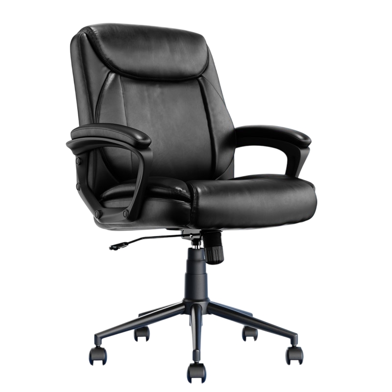 Pemberly Row Ergonomic Mid Back Desk Chair Bonded Leather Black