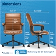 Pemberly Row Ergonomic Mid Back Desk Chair Bonded Leather Cognac