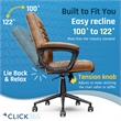 Pemberly Row Ergonomic Mid Back Desk Chair Bonded Leather Cognac