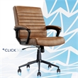 Pemberly Row Ergonomic Mid Back Desk Chair Bonded Leather Cognac
