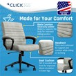 Pemberly Row Ergonomic Mid Back Desk Chair Vegan Leather Gray