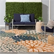 Pemberly Row 10' x 14' Blue Green Fabric Tropical Area Rug (10' x 14')