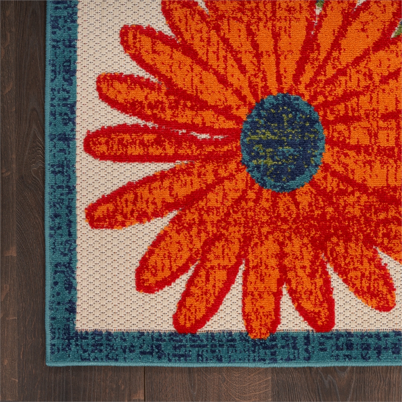 Pemberly Row 10' x 14' Ivory Multicolor Fabric Outdoor Area Rug (10' x 14')