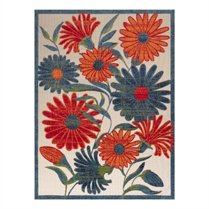 Pemberly Row 10' x 14' Ivory Multicolor Fabric Outdoor Area Rug (10' x 14')