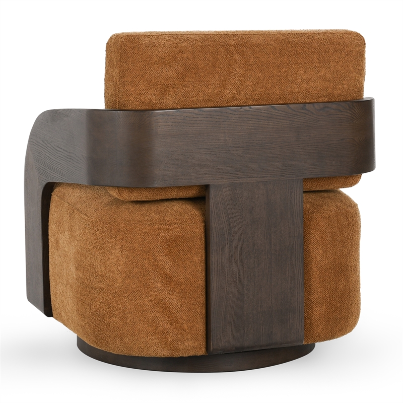 Pemberly Row 360-Degree Swivel Fabric Upholstery Accent Chair in Amber