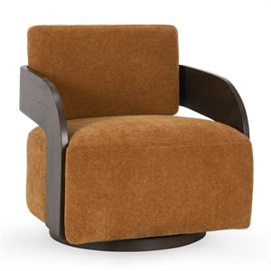 Pemberly Row 360-Degree Swivel Fabric Upholstery Accent Chair in Amber