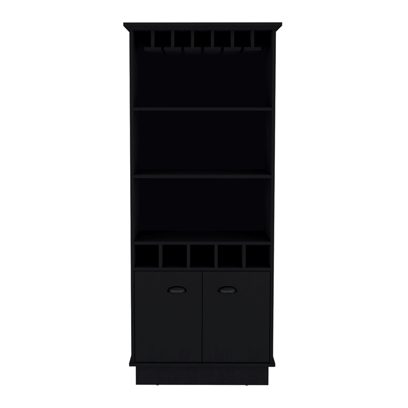 Pemberly Row Modern / Contemporary Bar Cabinet Black Engineered Wood