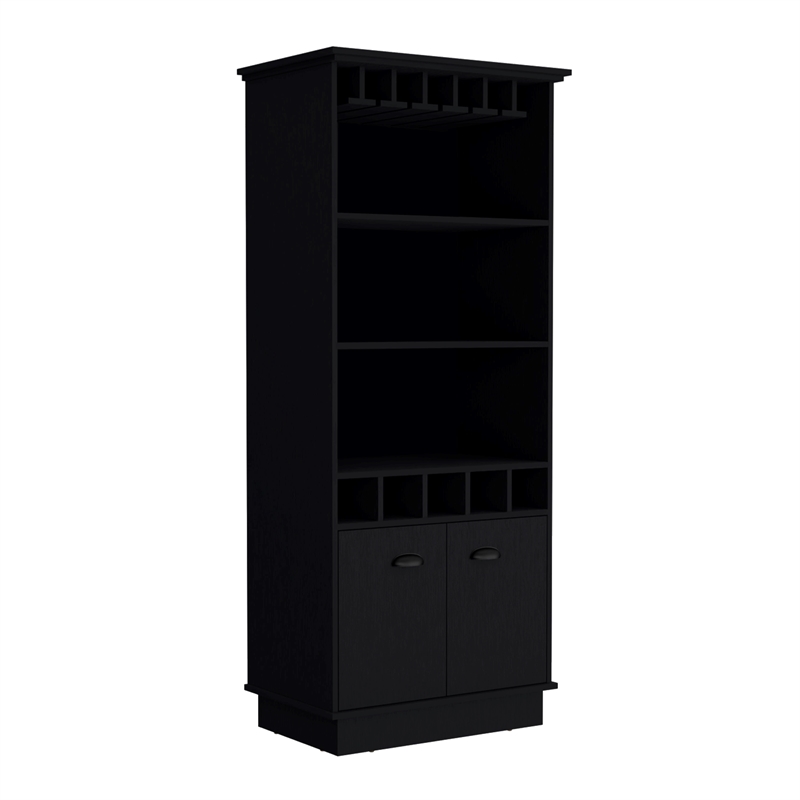 Pemberly Row Modern / Contemporary Bar Cabinet Black Engineered Wood