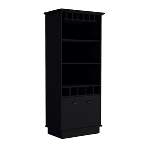 Pemberly Row Modern / Contemporary Bar Cabinet Black Engineered Wood