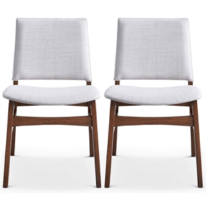 Pemberly Row Modern Solid Wood Dining Chair in Light Gray Fabric (Set Of 2)