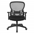 Pemberly Row Deluxe Back with Memory Foam Mesh Seat Chair in Black Fabric