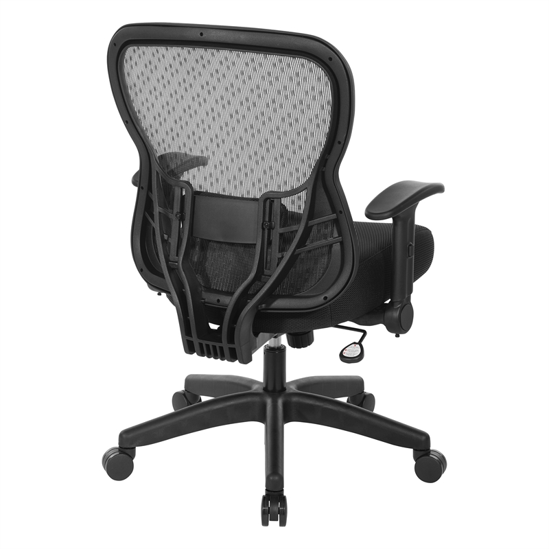 Pemberly Row Deluxe Back with Memory Foam Mesh Seat Chair in Black Fabric
