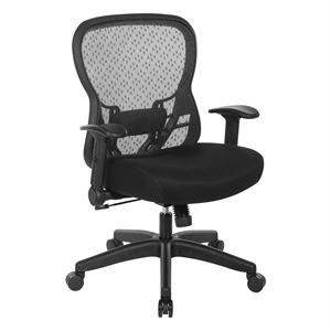 Pemberly Row Deluxe Back with Memory Foam Mesh Seat Chair in Black Fabric