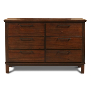 Pemberly Row Contemporary 6-Drawer Solid Wood Dresser in Chestnut
