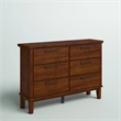 Pemberly Row Contemporary 6-Drawer Solid Wood Dresser in Chestnut