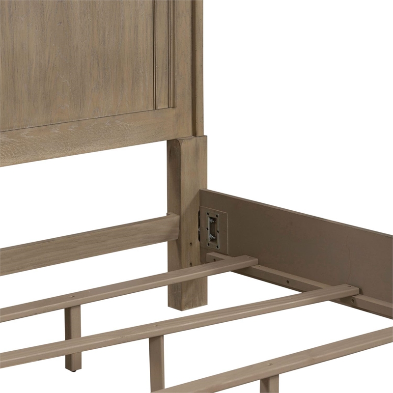 Pemberly Row Modern Elegant King Panel Bed in Weathered Bisque