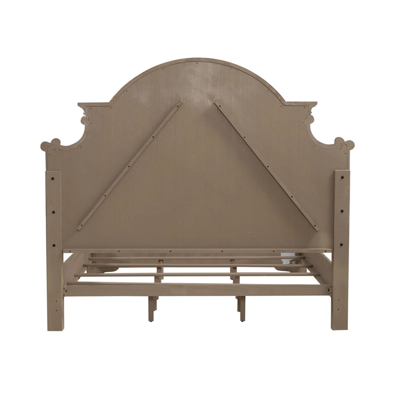 Pemberly Row Modern Elegant King Panel Bed in Weathered Bisque