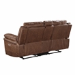 Pemberly Row Polyester Fabric Power Console Loveseat in Brown