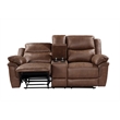 Pemberly Row Polyester Fabric Power Console Loveseat in Brown