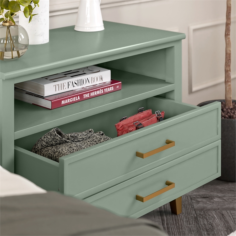 Pemberly Row Modern / Contemporary Wide Nightstand in Pale Green