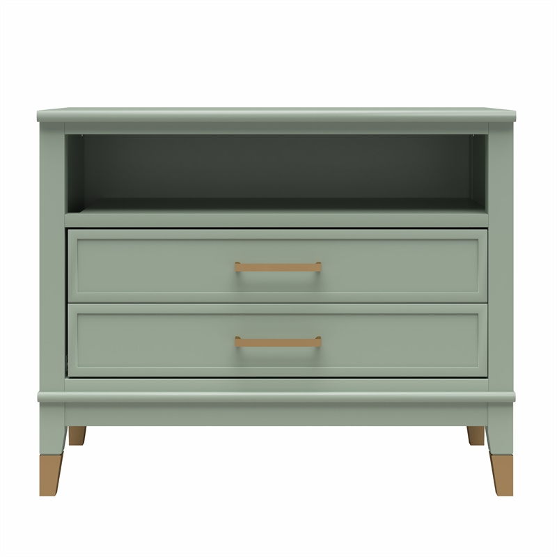 Pemberly Row Modern / Contemporary Wide Nightstand in Pale Green