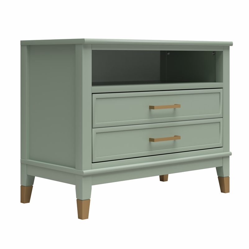 Pemberly Row Modern / Contemporary Wide Nightstand in Pale Green
