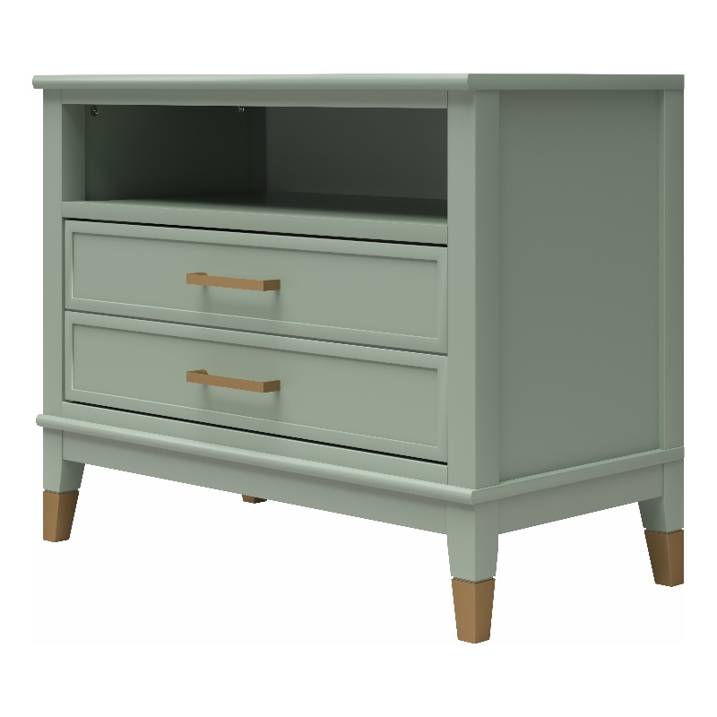 Pemberly Row Modern / Contemporary Wide Nightstand in Pale Green