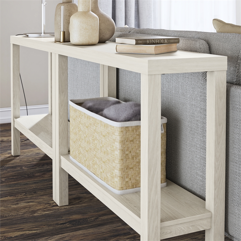 Pemberly Row Wrap-Around Sofa Accent Tables Bundle of Two in White Oak