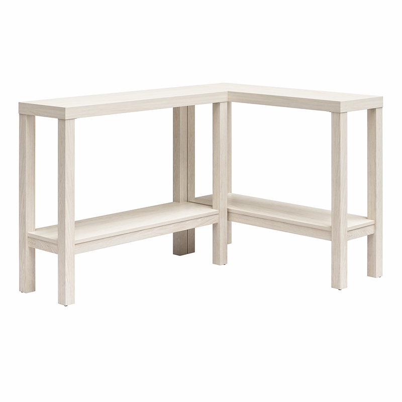 Pemberly Row Wrap-Around Sofa Accent Tables Bundle of Two in White Oak