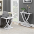 Pemberly Row Criss-Cross Chairside End Table in White Wood Finish