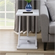 Pemberly Row Criss-Cross Chairside End Table in White Wood Finish
