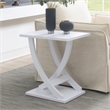 Pemberly Row Criss-Cross Chairside End Table in White Wood Finish