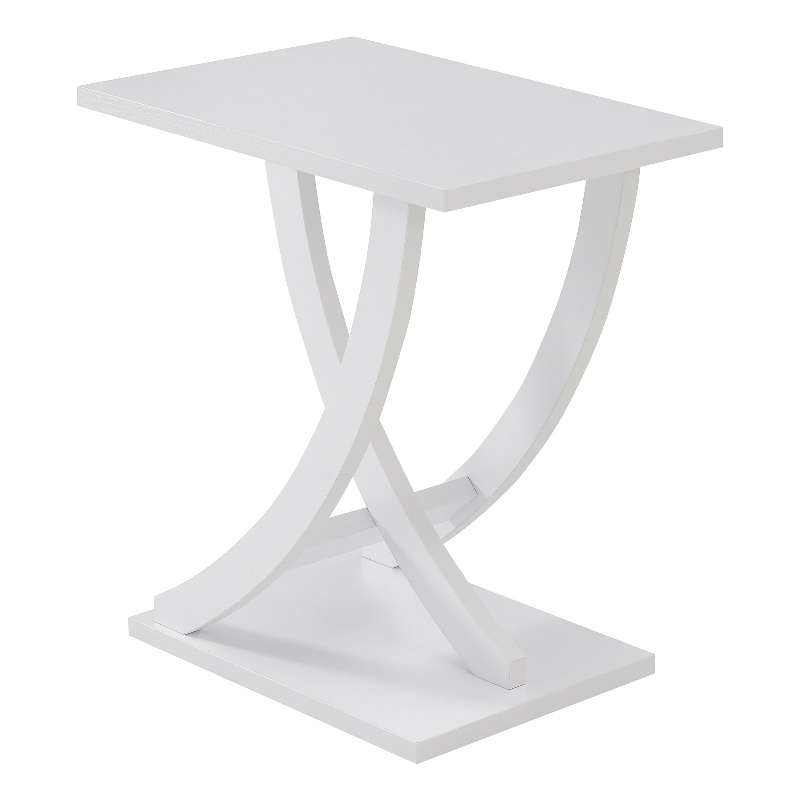 Pemberly Row Criss-Cross Chairside End Table in White Wood Finish