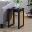 Pemberly Row Weave End Table in Black Wood Finish with Beige Sides