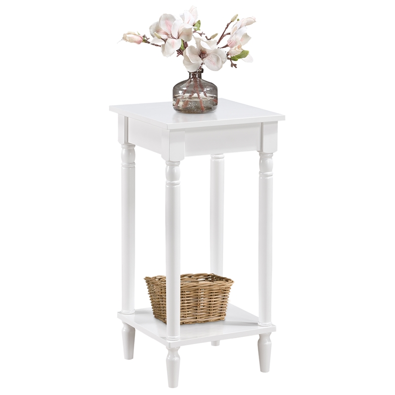 Pemberly Row Modern End Table with Shelf in White Wood Finish