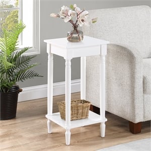 Pemberly Row Modern End Table with Shelf in White Wood Finish