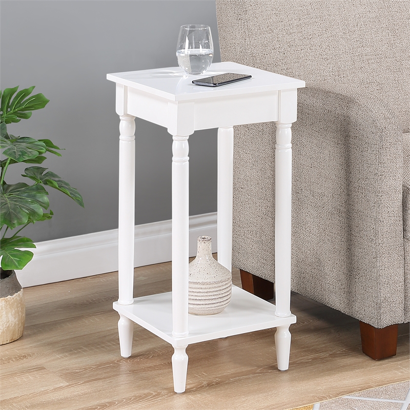 Pemberly Row Modern End Table with Shelf in White Wood Finish