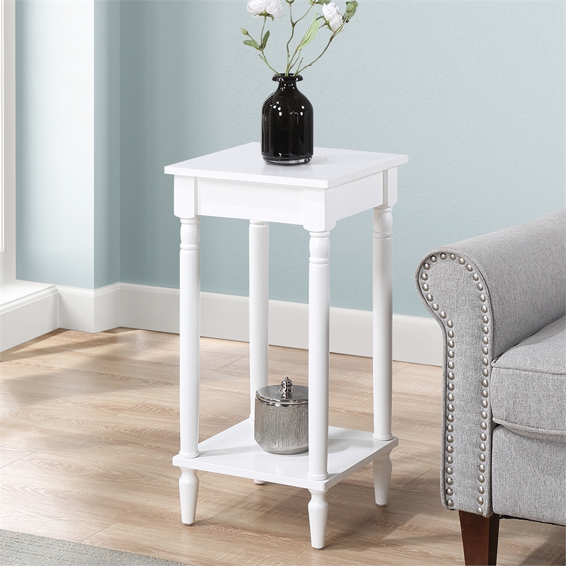 Pemberly Row Modern End Table with Shelf in White Wood Finish