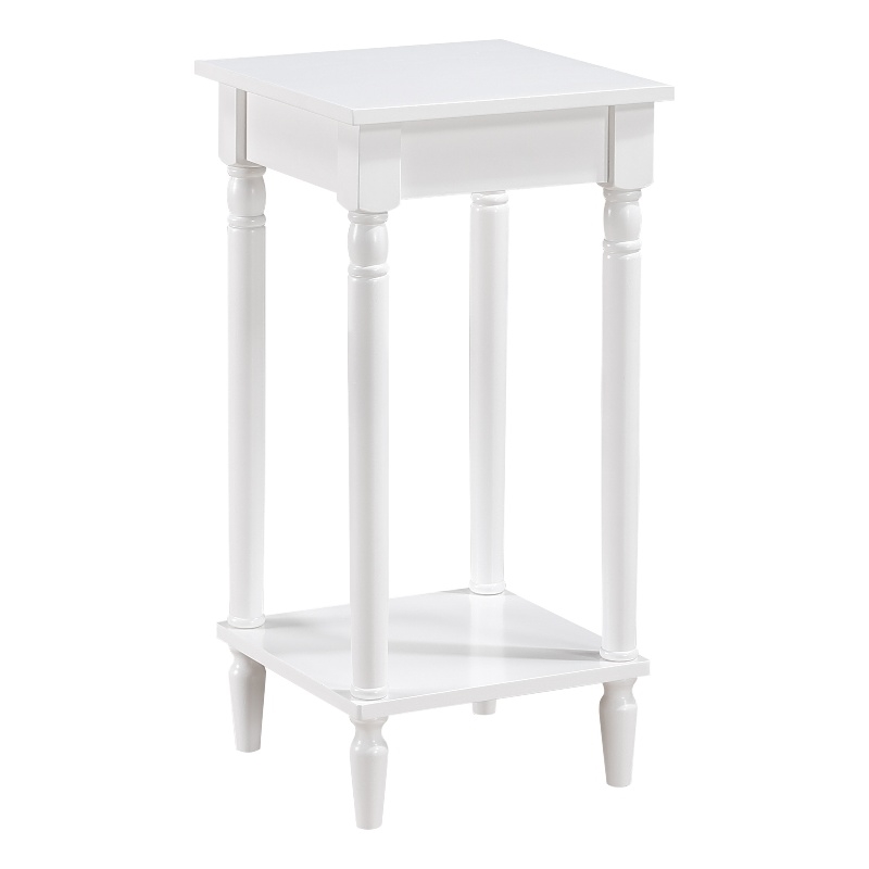 Pemberly Row Modern End Table with Shelf in White Wood Finish