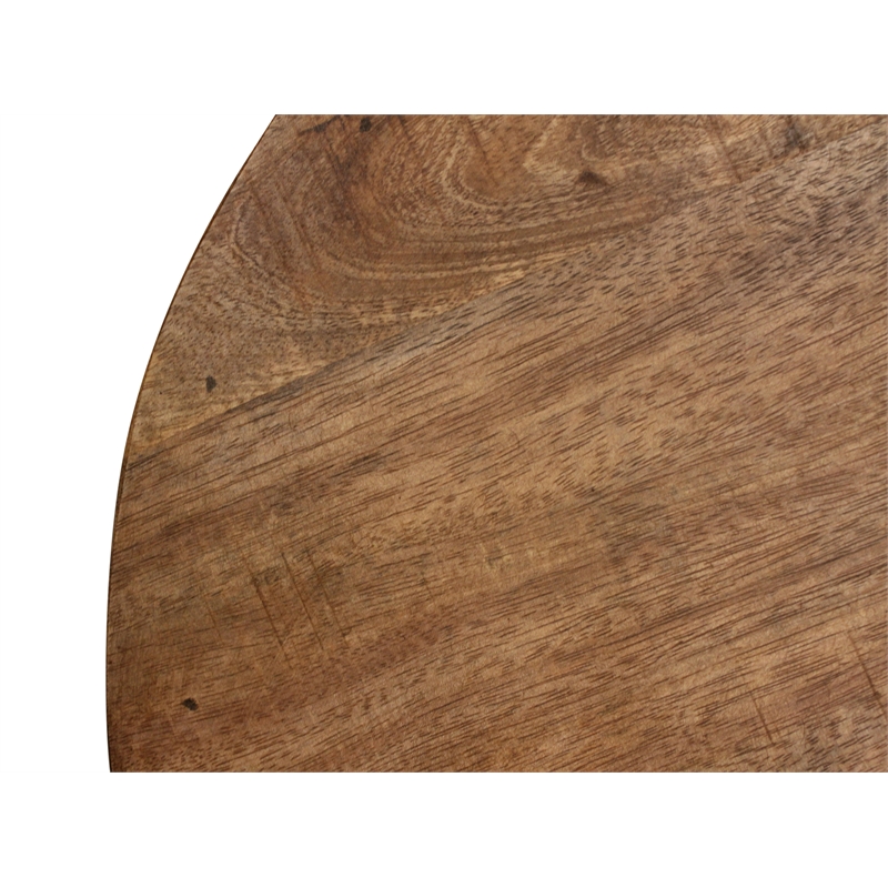 Pemberly Row Wood Round Accent Stool With Circle Base - Natural Brown Finish