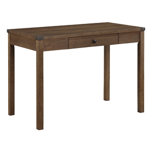 Pemberly Row Modern Writing Desk with Drawer in Wood Brown Oak