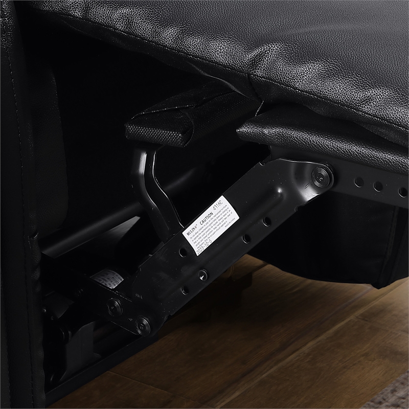 Pemberly Row Leather Loveseat Power Lift Reclining Sofa w/ Cupholder Black