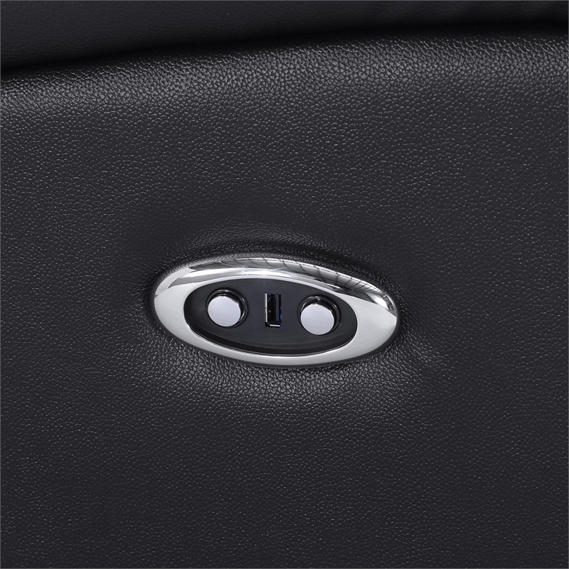 Pemberly Row Leather Loveseat Power Lift Reclining Sofa w/ Cupholder Black