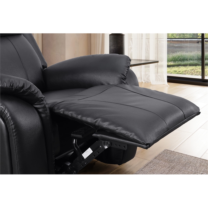 Pemberly Row Leather Loveseat Power Lift Reclining Sofa w/ Cupholder Black