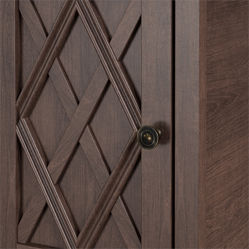 Pemberly Row Classic Charging End Table with USB Ports & Storage - Brown