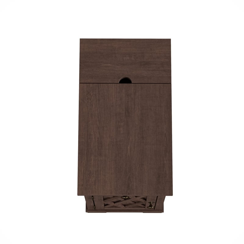 Pemberly Row Classic Charging End Table with USB Ports & Storage - Brown