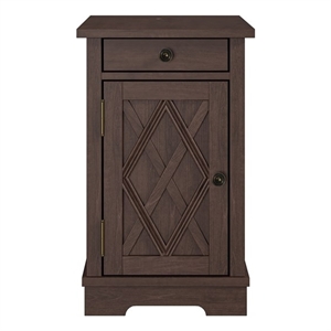 Pemberly Row Classic Charging End Table with USB Ports & Storage - Brown